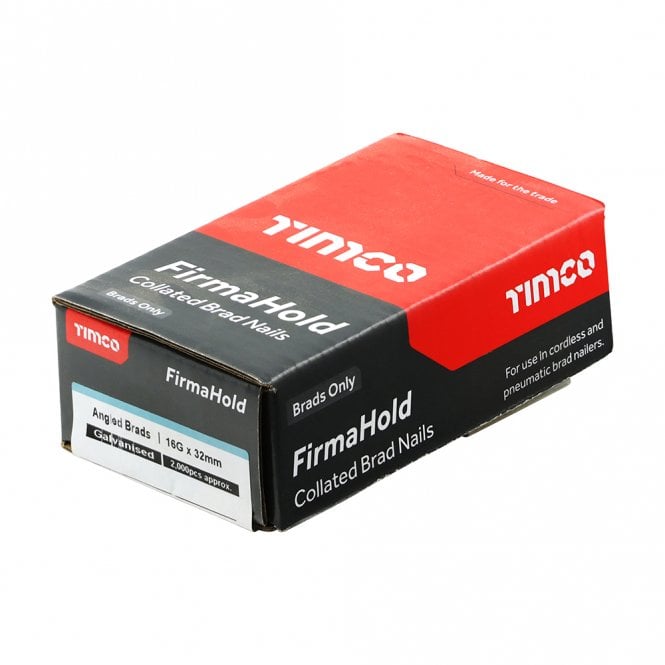Timco ABG1632 16g x 32mm FirmaHold Angled Galv Brad Nails Box 2000
