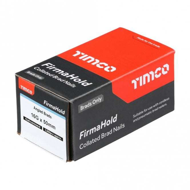Timco ABG1650 16g x 50mm FirmaHold Angled Brad Nails Box 2000