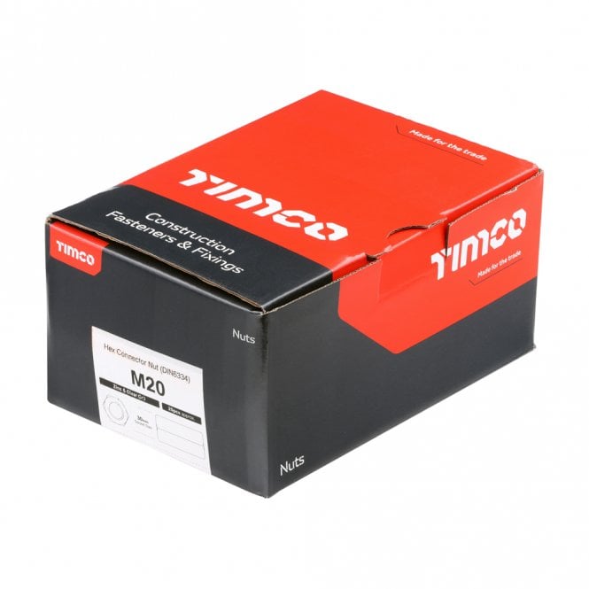 Timco M20 Connector Nuts Box 100 BZP Finish DIN6334 NC20Z
