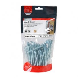 M8 x 80 Hex Head Coach Screws BZP Bag Of 48