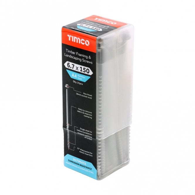 Timco Timber Frame Screw HEX A4 SS