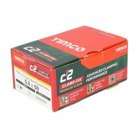 Woodscrew C2 Clamp-Fix TX25 Countersunk Zinc Plated 5mm x 50 Box of 200