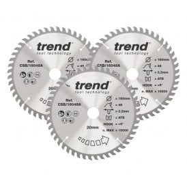 CSB/160/3PK Wood Circular Saw Blade 160mm x 20mm x 48T Pack of 3
