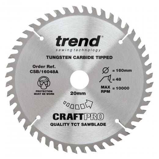 Trend CSB/16048A 160mm x 48 Teeth Craft Pro Circular Saw Blade Fine Finish