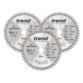 CSB/165/3PK/A Wood Circular Saw Blade 165mm x 20mm x 48T Pack of 3