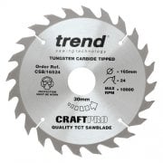 CSB/16524 Wood Circular Saw Blade 165mm x 30mm x 24T