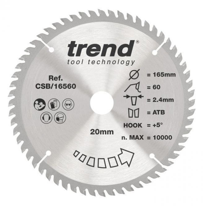 Trend CSB/16560 Wood Circular Saw Blade 165mm x 20mm x 60T