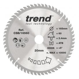 CSB/16560 Wood Circular Saw Blade 165mm x 20mm x 60T