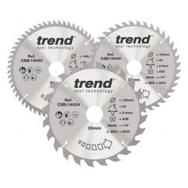 CSB/190/3PK Wood Circular Saw Blade 190mm x 30mm x 24/40/60T Pack of 3