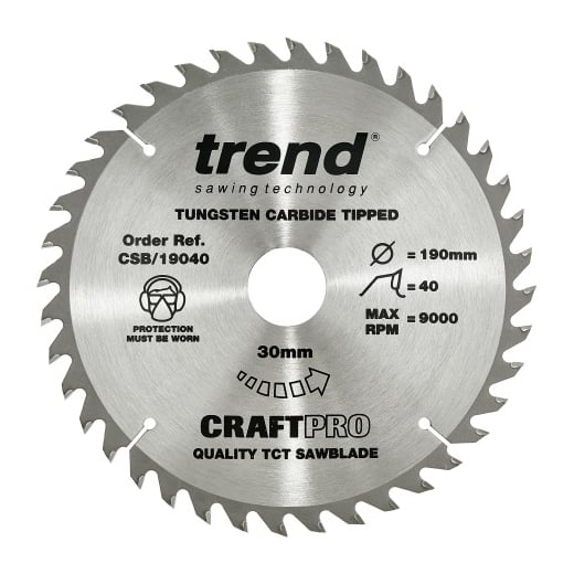 Trend CSB/19040 Wood Circular Saw Blade 190mm x 30mm x 40T