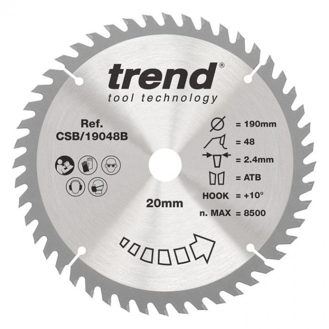 Trend CSB/19048B Wood Circular Saw Blade 190mm x 20mm x 48T