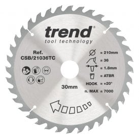 CSB/21036TC Wood Cordless ATBR Circular Saw Blade 210mm x 30mm x 36T