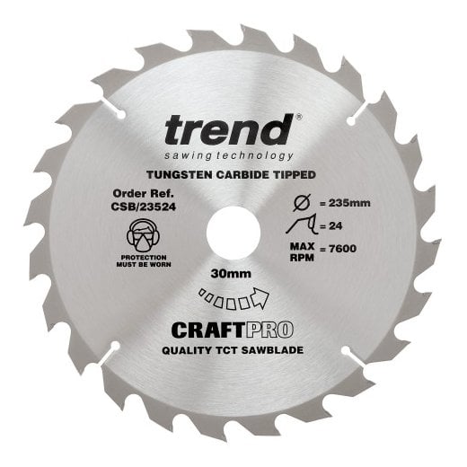 Trend CSB/23524 Craft Pro Circular Saw Blade 235MM X 24T X 30MM For Wood