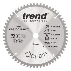CSB/CC18460T Wood Cordless Mitre Saw Blade 184mm x 16mm x 60T