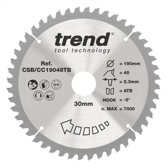 Trend CSB/CC19048T Wood Cordless Mitre Saw Blade 190mm x 20mm x 48T