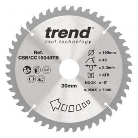 CSB/CC19048T Wood Cordless Mitre Saw Blade 190mm x 20mm x 48T