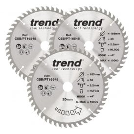 CSB/PT165/3PK Laminate/HPL Circular Saw Blade 165mm x 20mm x 48T Pack of 3