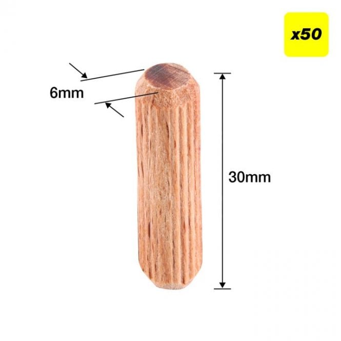 Trend DWL/6X30/50 6 x 30mm Wooden Dowels Pack of 50