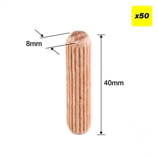 Trend DWL/8X40/50 8 x 40mm Wooden Dowels Pack of 50